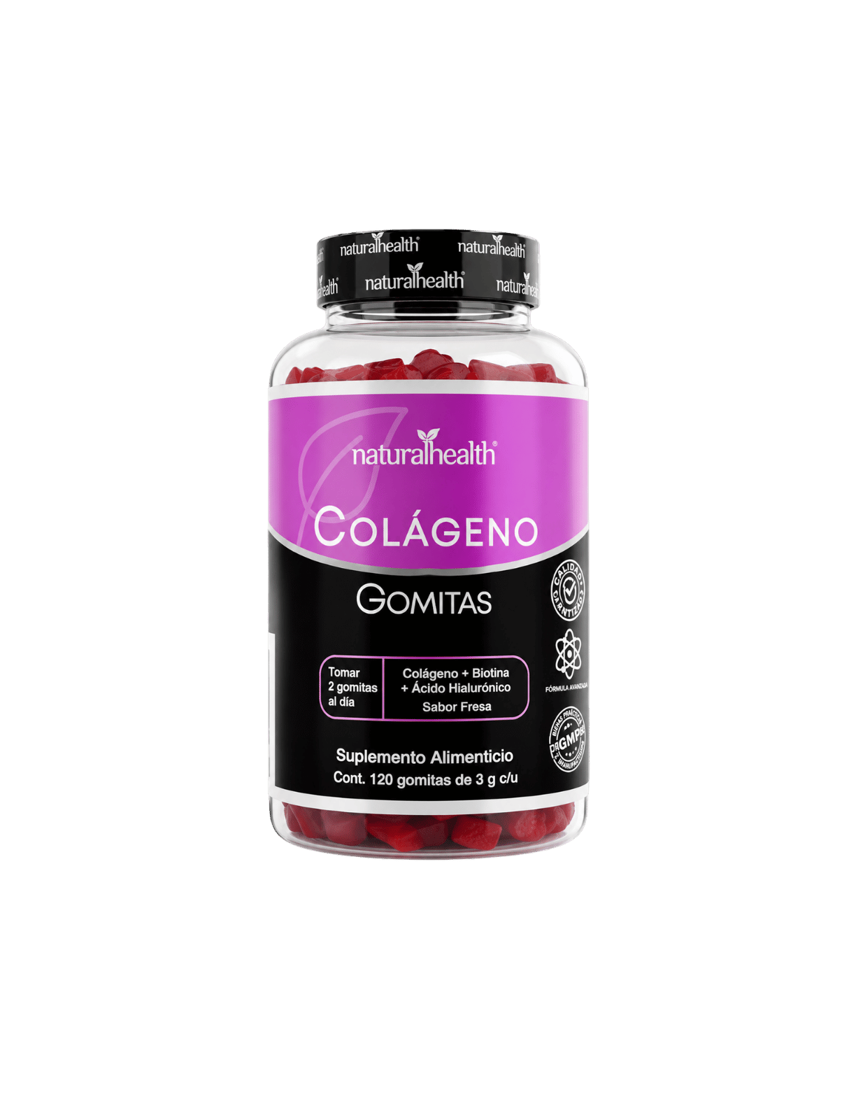 Natural Colágeno 120 Gomitas-Piel Radiante, Cabello Fuerte, Uñas y Articulacion