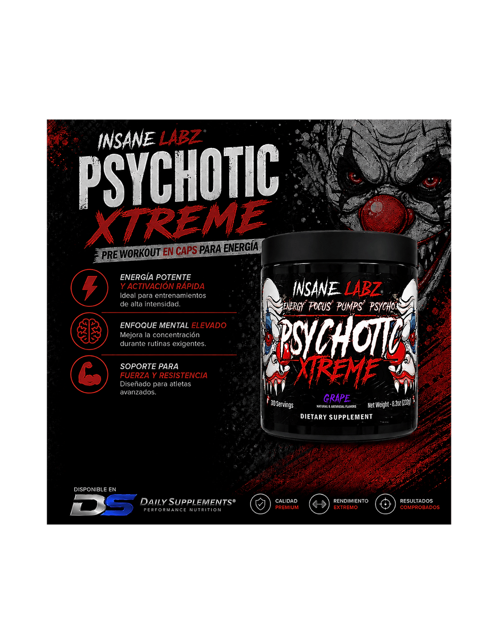 Miniatura: Insane Psychotic Xtreme 30 Serv | Pre Entreno de Alta Intensidad