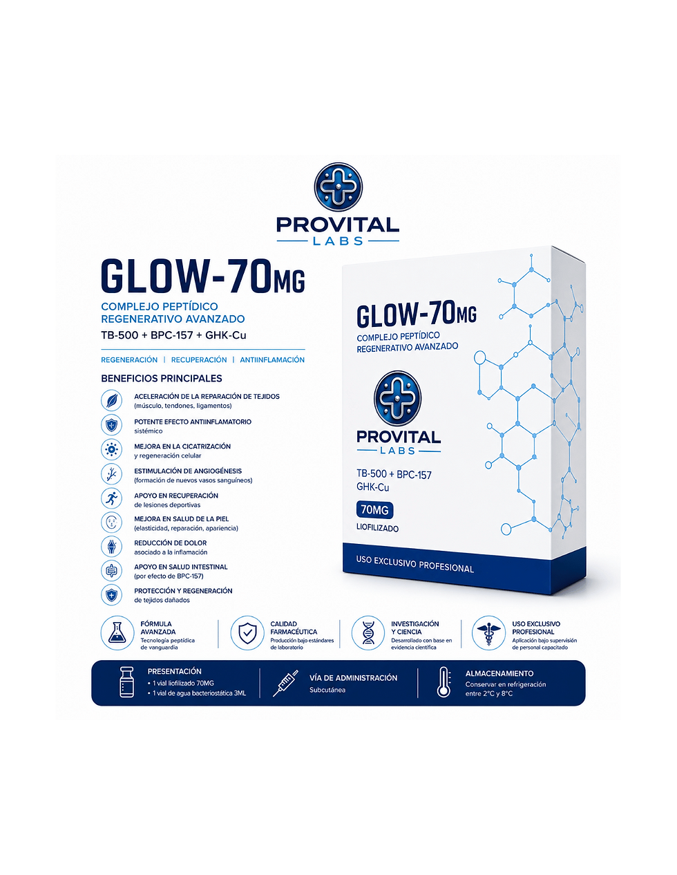 Miniatura: Provital Labs Peptido Glow-70 70mg Vial
