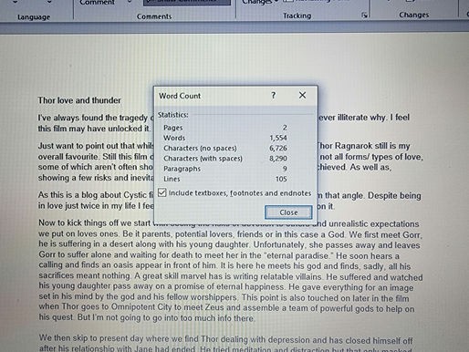 Thor love and Thunder progess