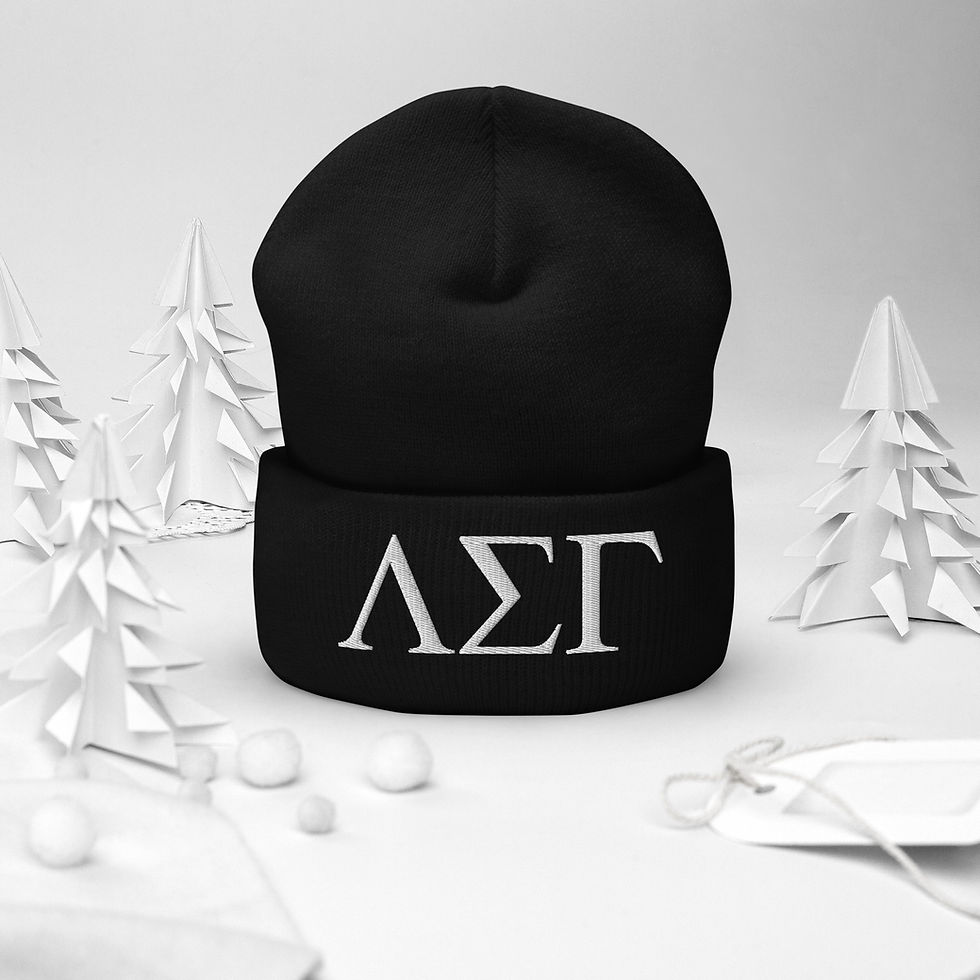 Thumbnail: ΛΣΓ Cuffed Embroidered Beanie - White Lettering