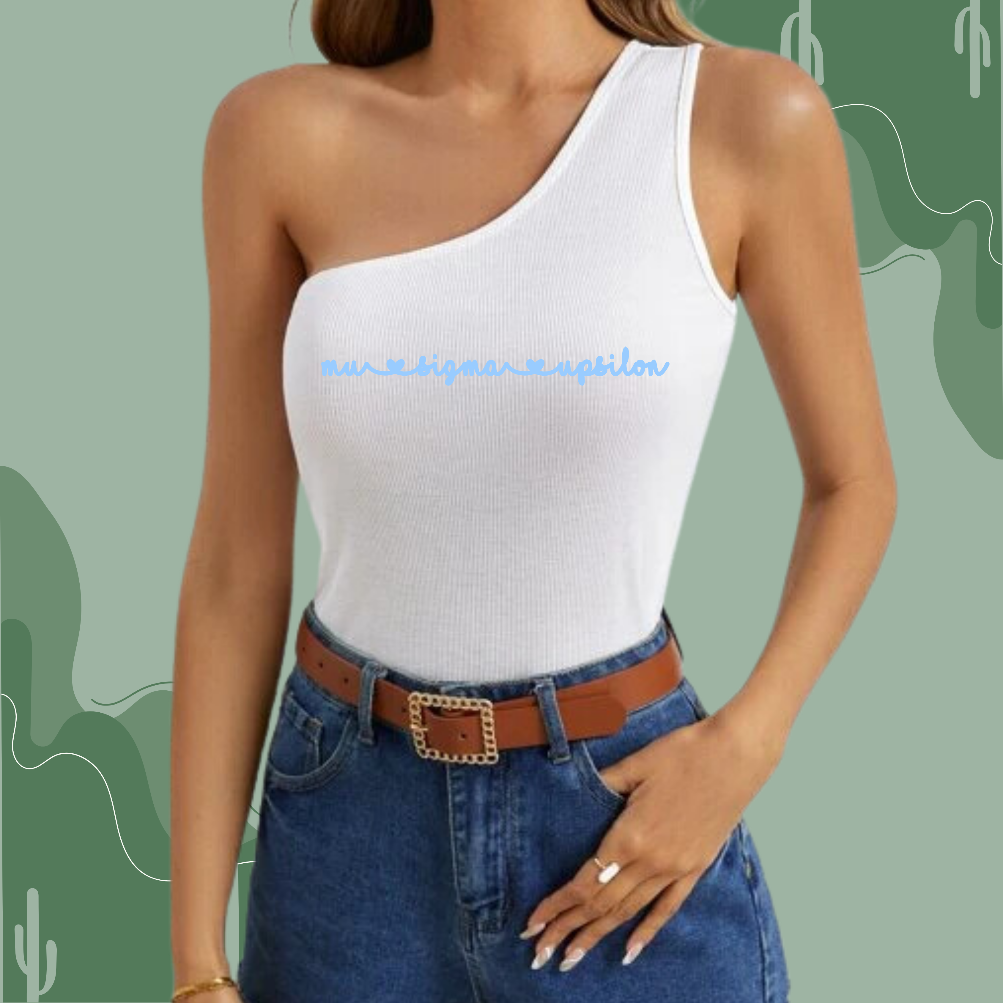 Mu Sigma Upsilon One Shoulder Top