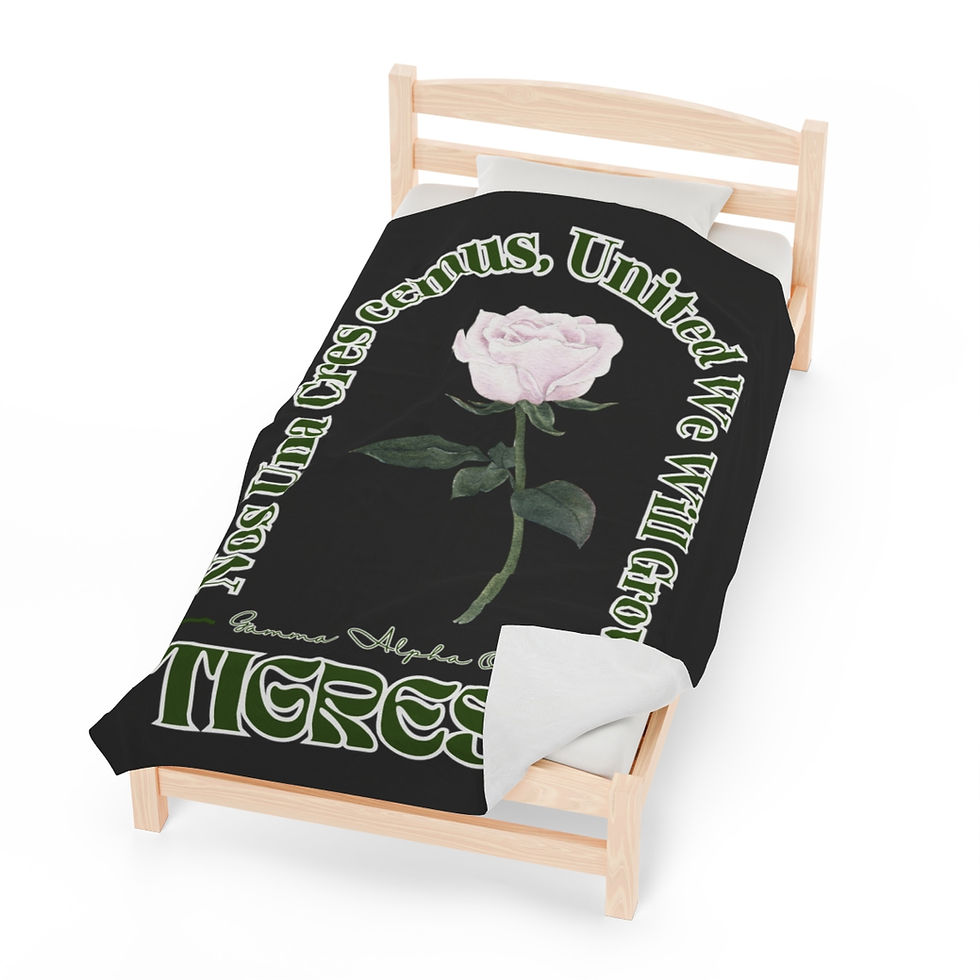 Thumbnail: Gamma Alpha Omega White Rose - Black Velveteen Blanket