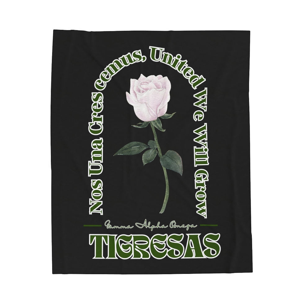 Thumbnail: Gamma Alpha Omega White Rose - Black Velveteen Blanket