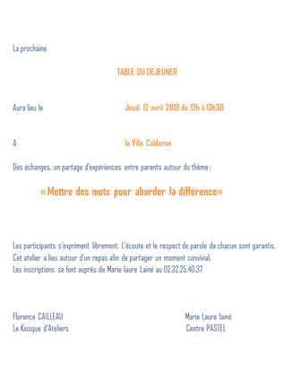 Table du déjeuner
