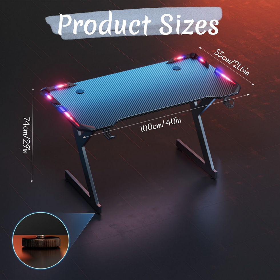 Thumbnail: Y‑Shaped Gaming Desk with RGB LED Lights, Ergonomic Carbon‑Fiber Surface PC 