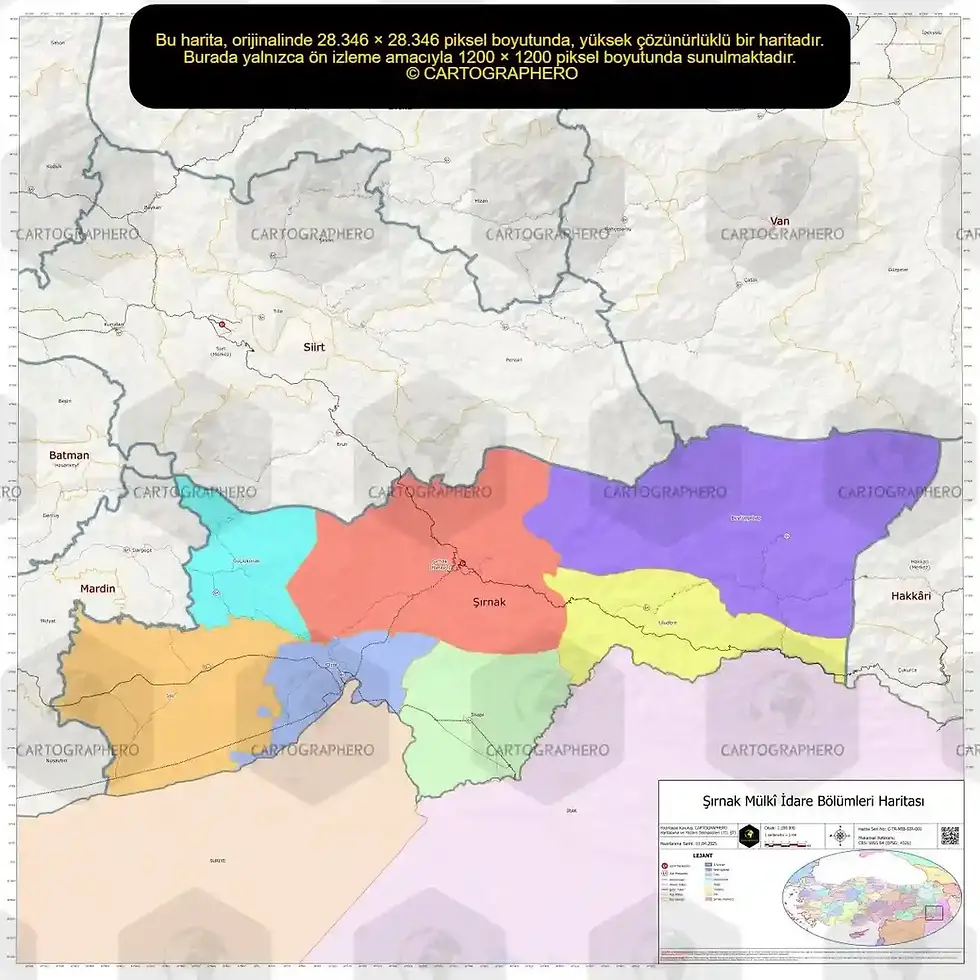 şırnak harita - şırnak siyasi haritası