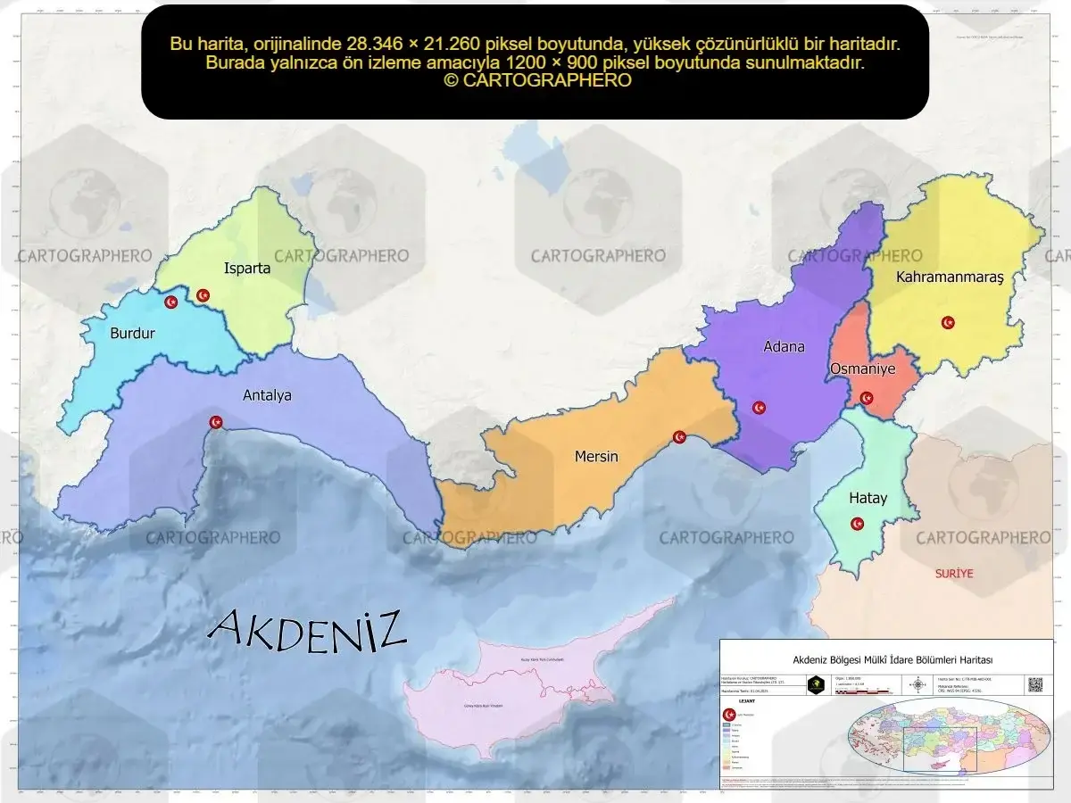 siyasi harita akdeniz bölgesi - akdeniz bölgesi haritası