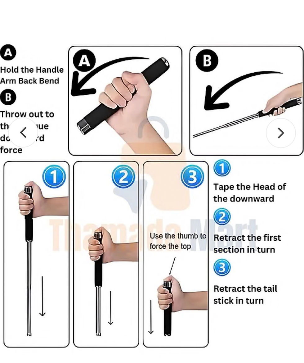 Thumbnail: Foldable Steel Self-Defense Stick | Extendable Personal Safety Baton for Travel,