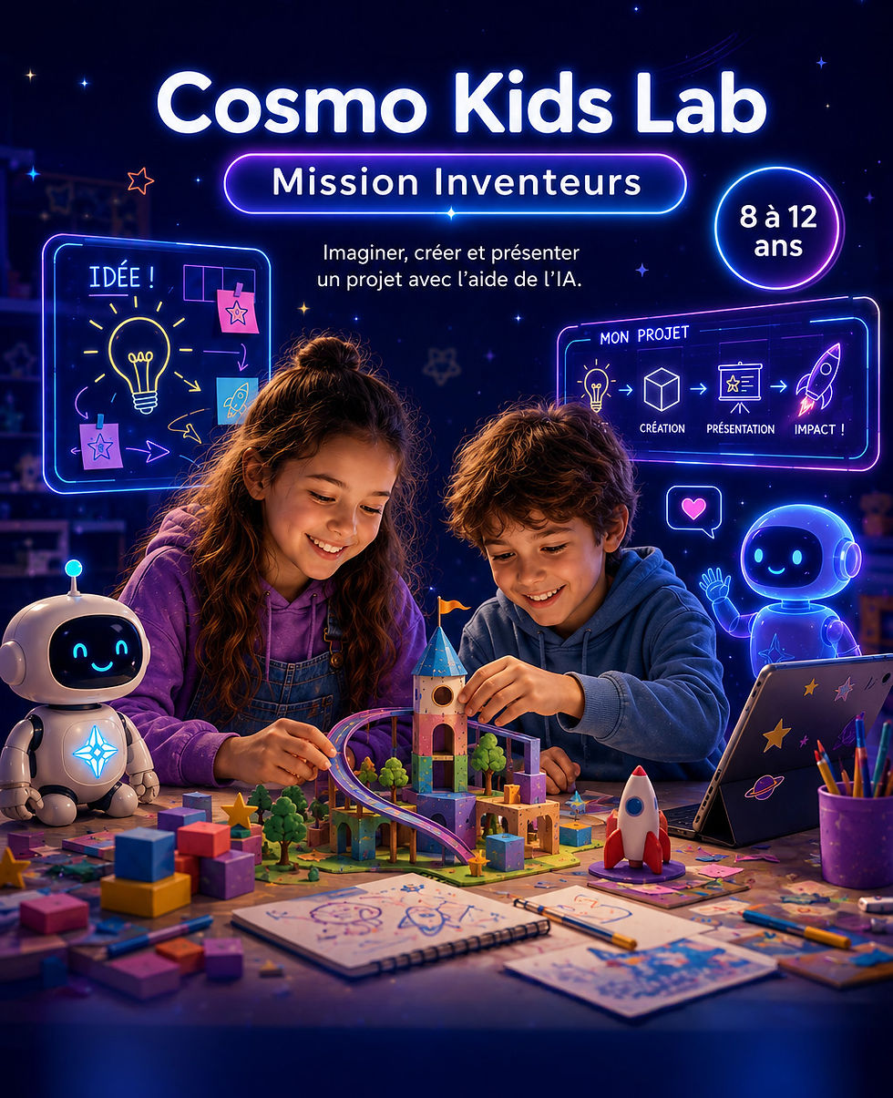 Creative AI workshops for children aged 8 to 12 designed to develop imagination, confidence, creativity and project-building skills through artificial intelligence.