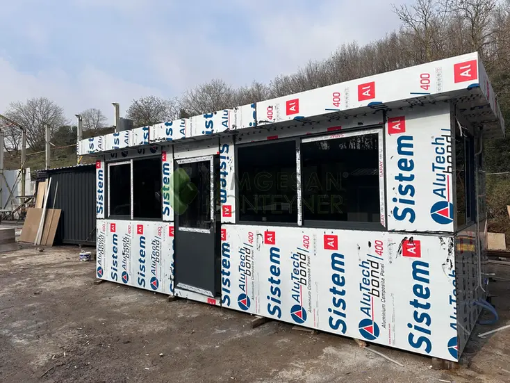 3x6 kompozit bekçi kulübesi yan cephe görünümü