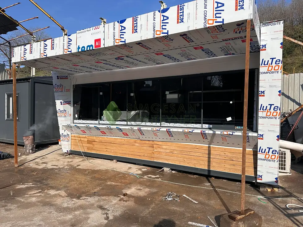 300x600 ahşap kaplama kafe konteyneri
