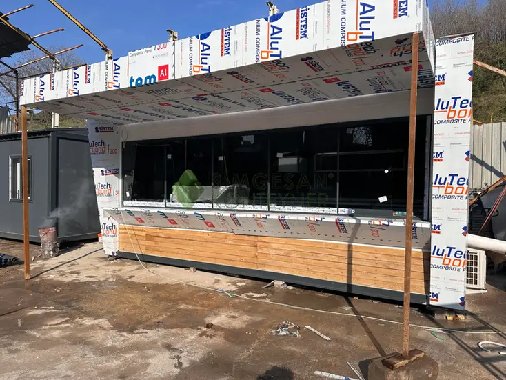 300x600 ahşap kaplama kafe konteyneri