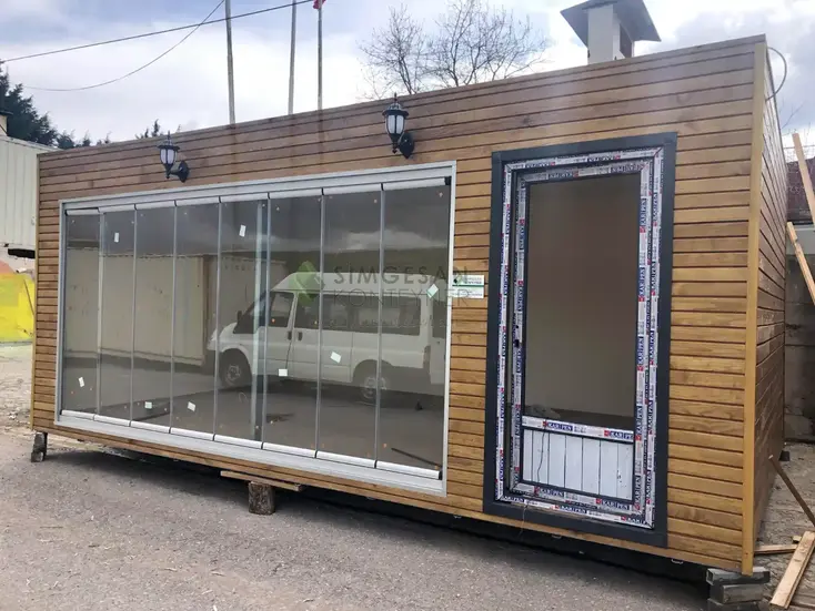 Katlanır camlı kafe konteyner modeli