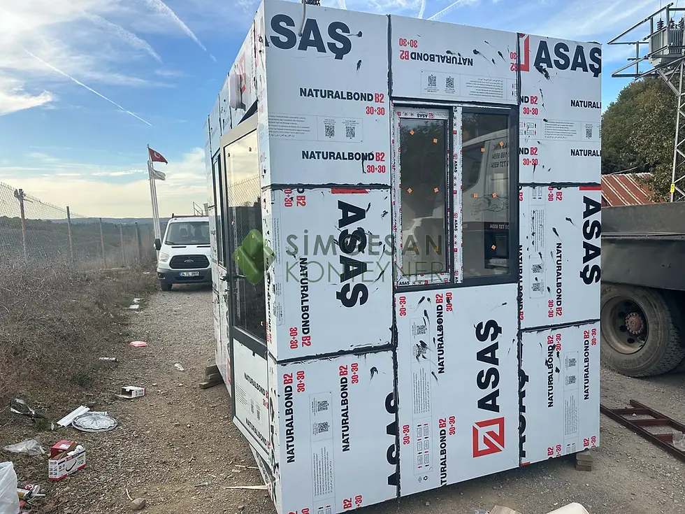 Modern tasarımlı taş yünü izolasyonlu güvenlik kulübesi modeli