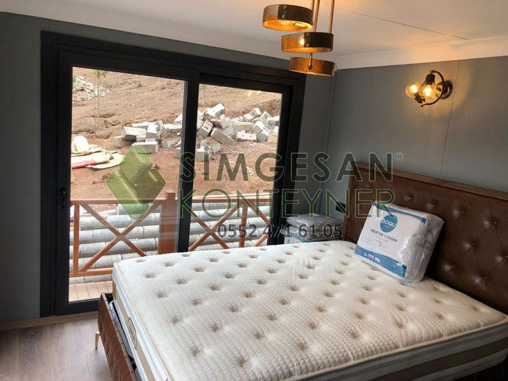 ahşap konteyner ev yatak odası