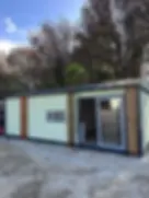 400x800 ahşap pergoleli konteyner ev dış cephe