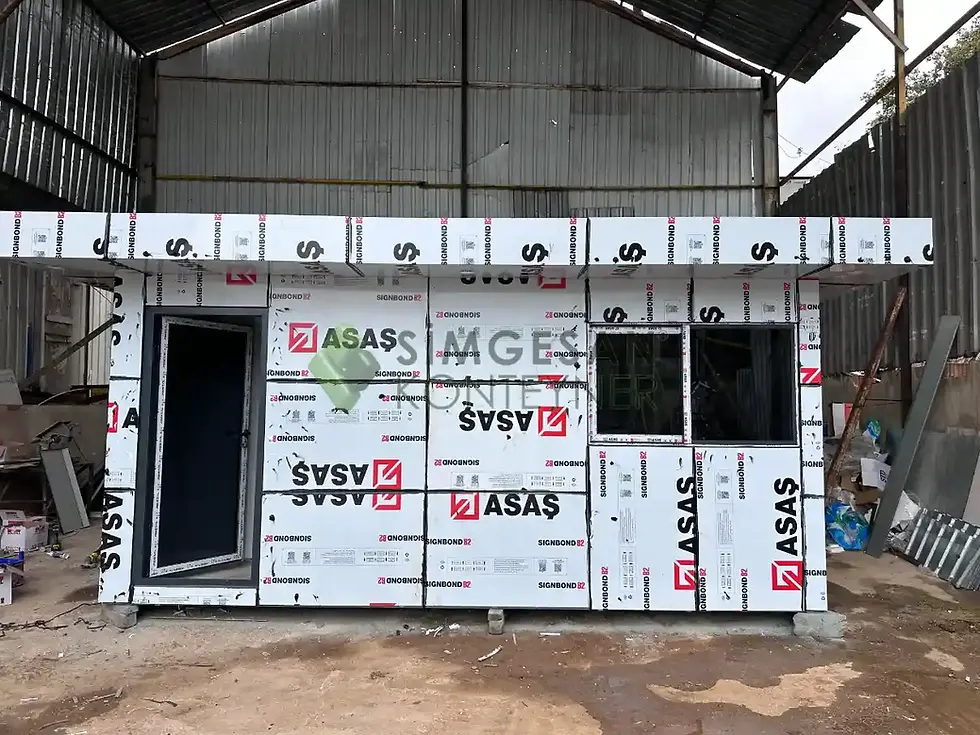 250x500 kompozit kaplamalı güvenlik kabini dış cephe görünümü – Simgesan Konteyner