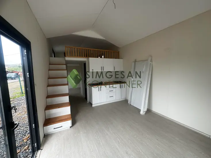 115 cm loft katlı tiny house – dolaplı merdivenli fonksiyonel yaşam alanı.