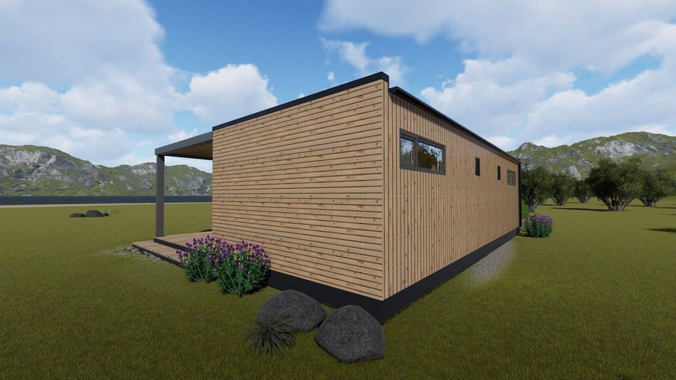 Emprenyeli ahşap kaplamalı konteyner ev modeli