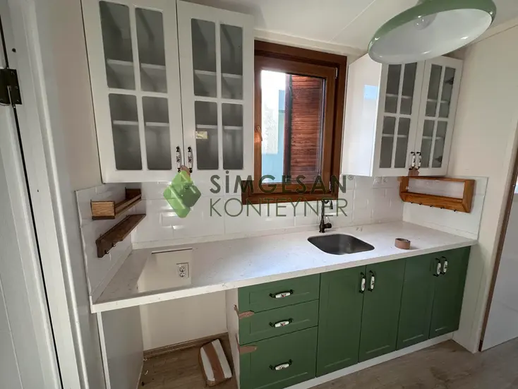 4x8 konteyner ev mutfak dolapları modern tasarım