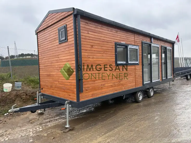 Simgesan tiny house ahşap kaplama yan görünüm