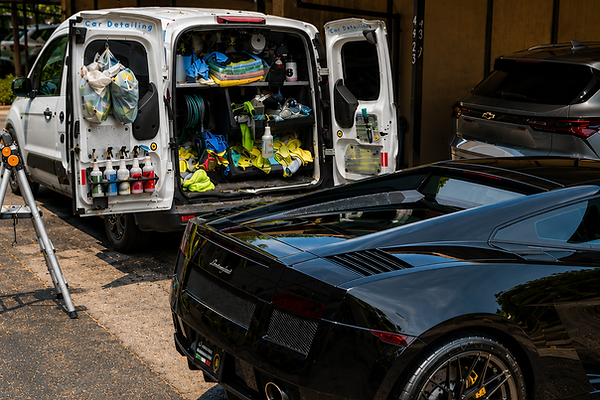 this is a picture cornerstone detailin van parked at the customers location in sacramento while the customers car is getting the reset my car packge and also a ceramic coating