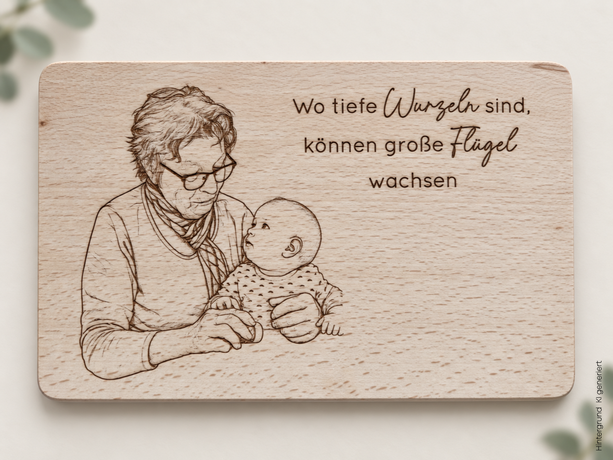 Holzbrett mit Bildgravur | Personalisiert