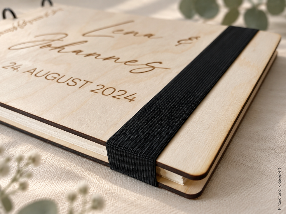 Miniaturbild: Personalisiertes Hochzeitsgästebuch DIN A4 | Holzcover