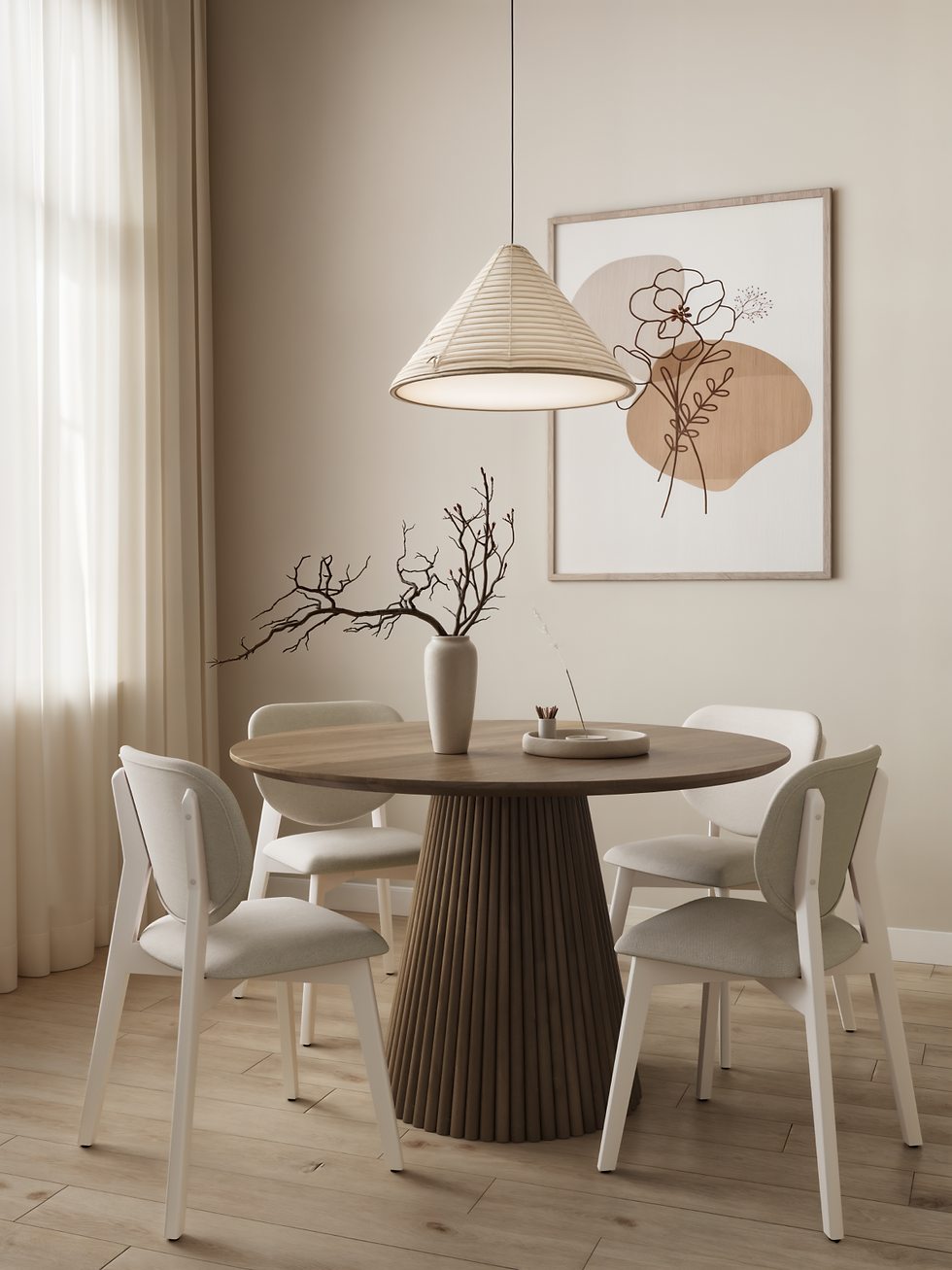 Akira Fluted Round Wooden Table Set