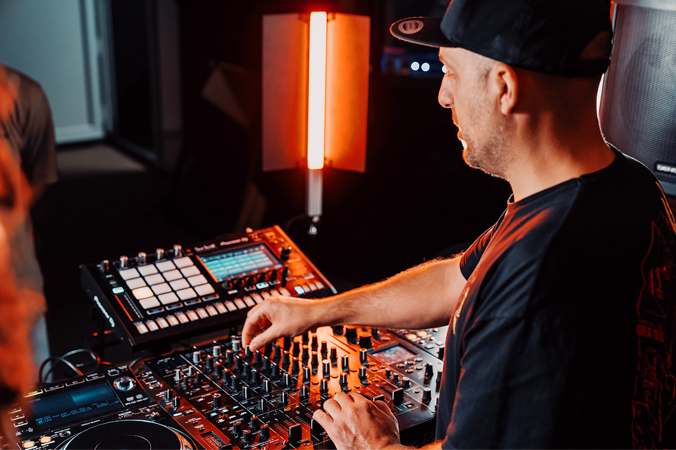 DJ on equipment