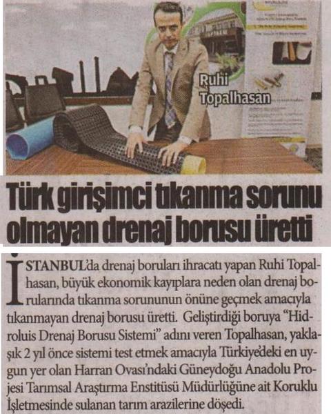 Türk Girişimci Dünyada ilk Tıkanmayan drenaj borusu üretti.