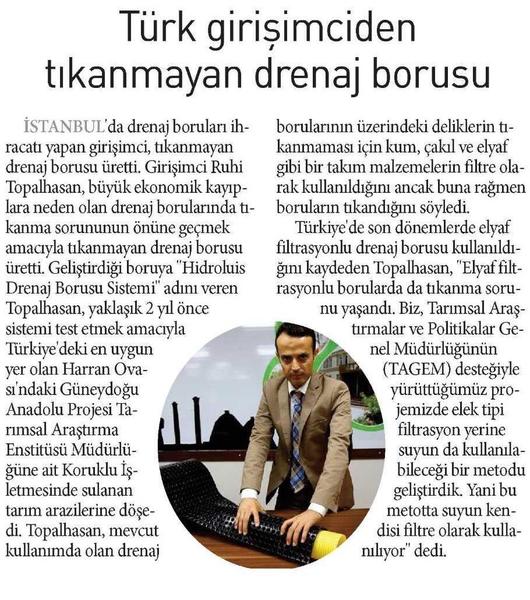 Milli Buluş Drenaj Borusu