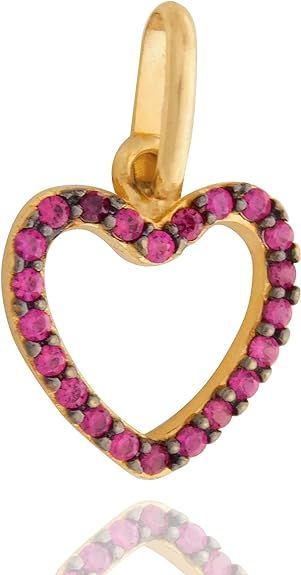 Pingente Coração Zircônias Rosa