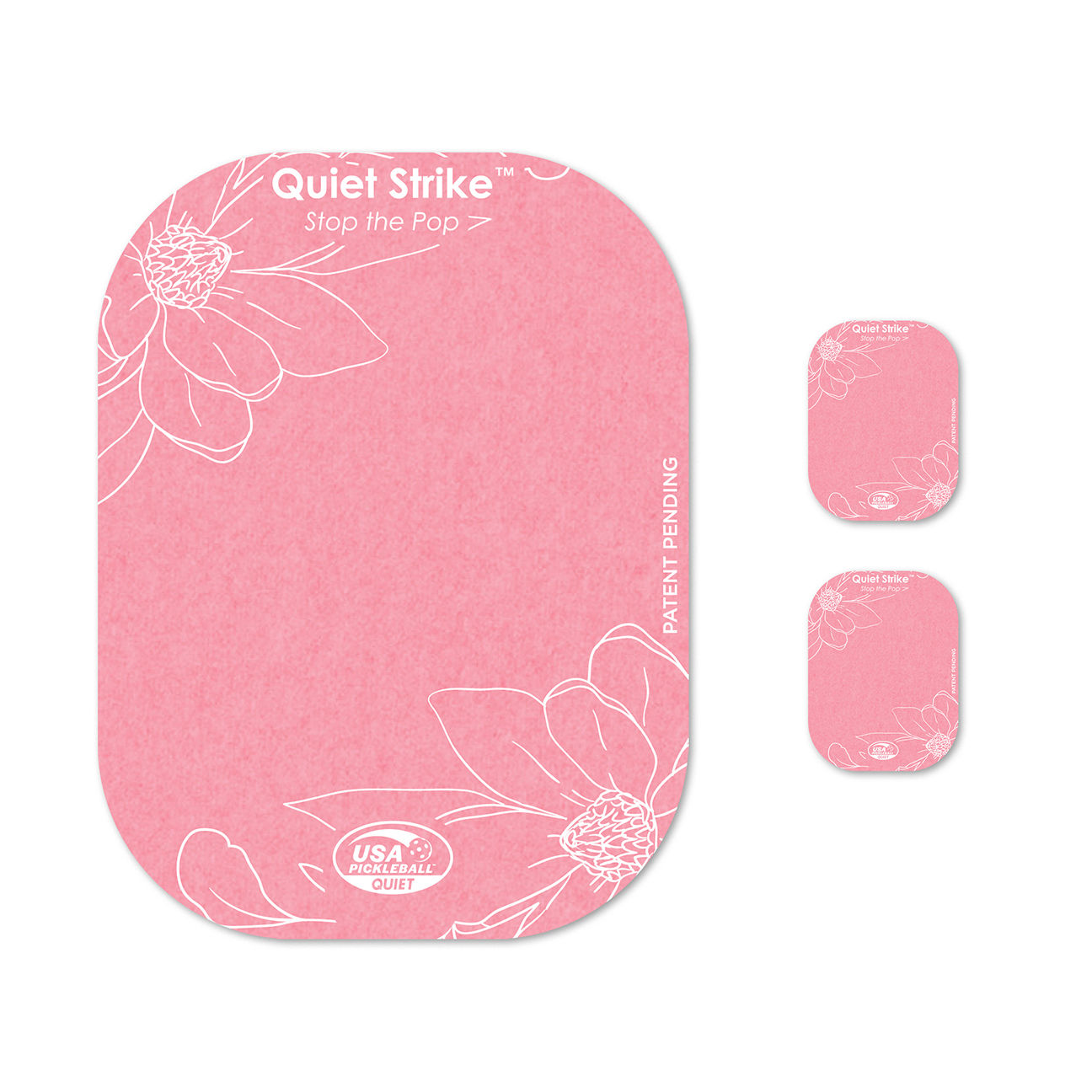 Quiet Strike Pickleball Paddle Pads / Pink / Rectangle / 2-pack