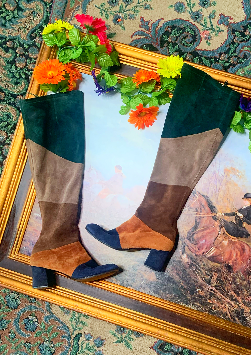 Thumbnail: RARE Vintage Over The Knee Patchwork Gogo Boots