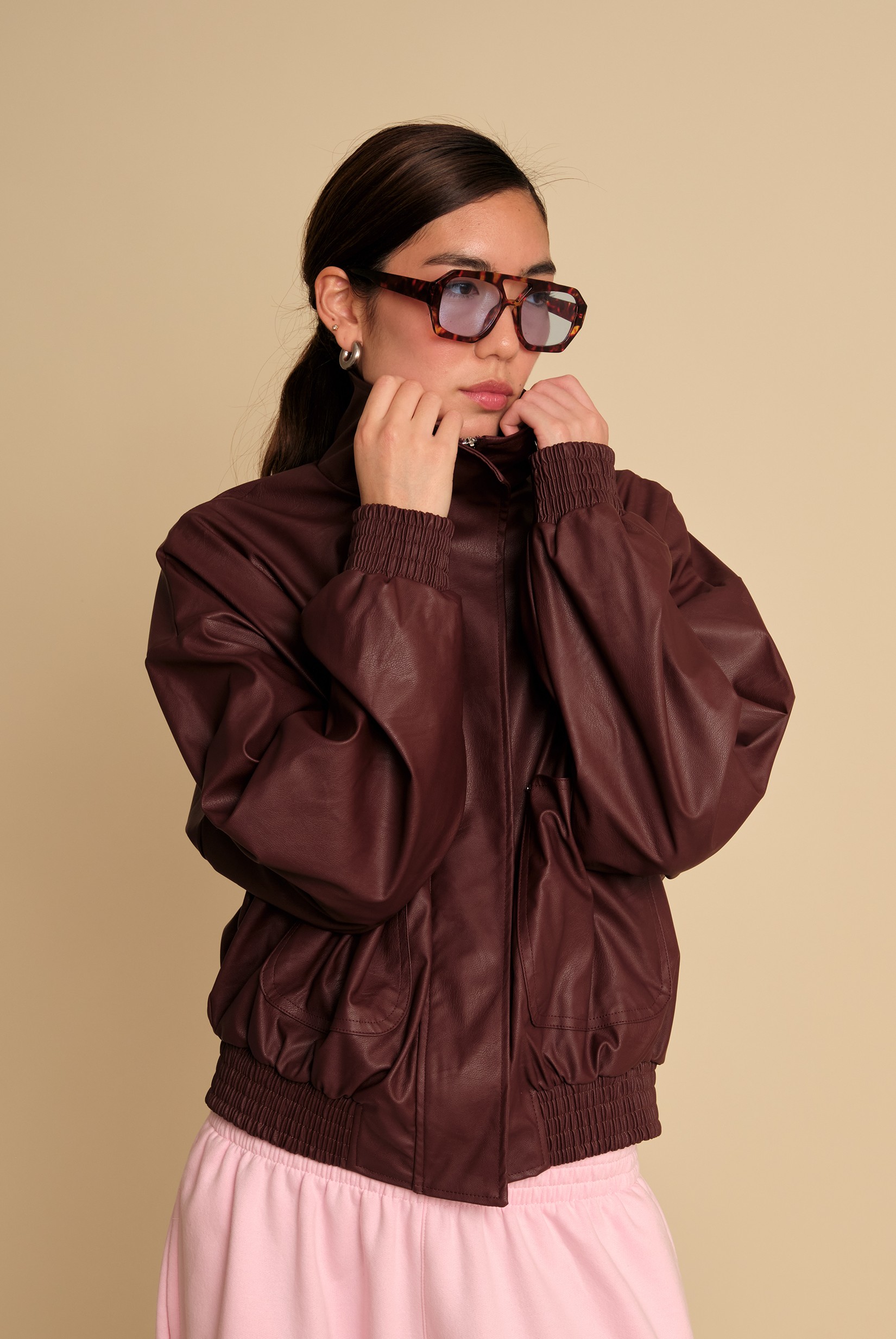 CASACA CUERINA BURGUNDY