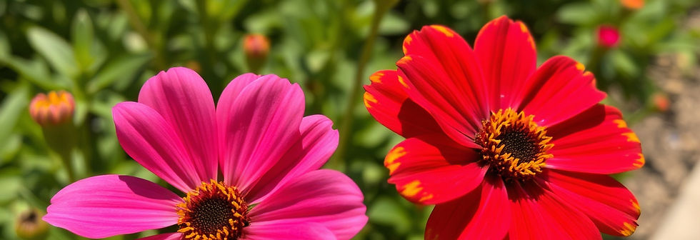 pink red and yellow flowers blooming under the sunlight.jpg