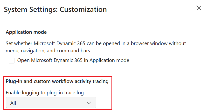 Setting 'Enable logging to plug-in trace log' to 'All' within Customisation.