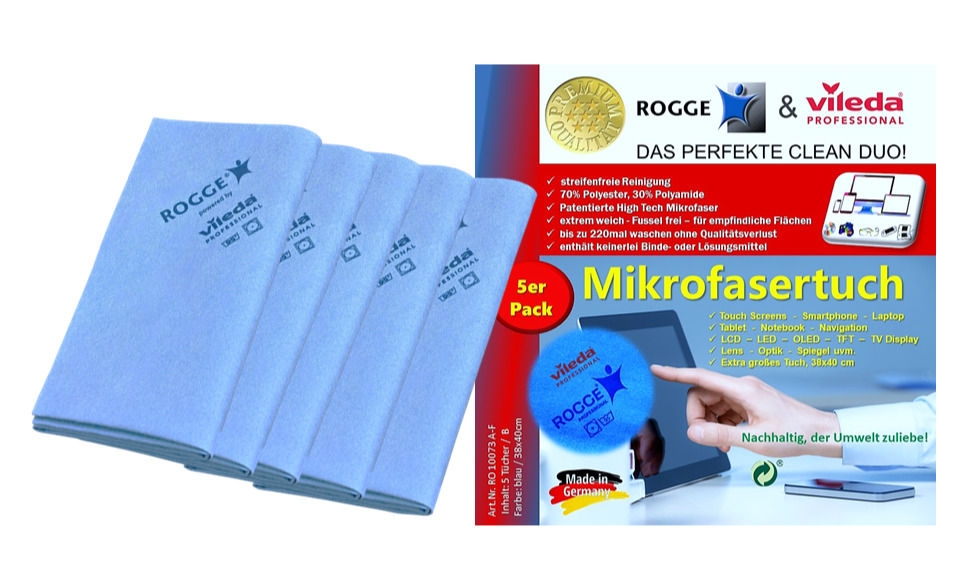 Miniaturbild: 5er Pack ROGGE & Vileda Professional Display Microfasertücher, 38x40cm