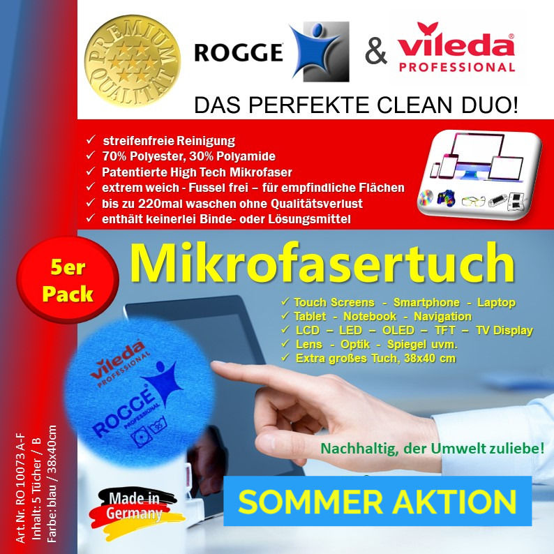Miniaturbild: 5er Pack ROGGE & Vileda Professional Display Microfasertücher, 38x40cm