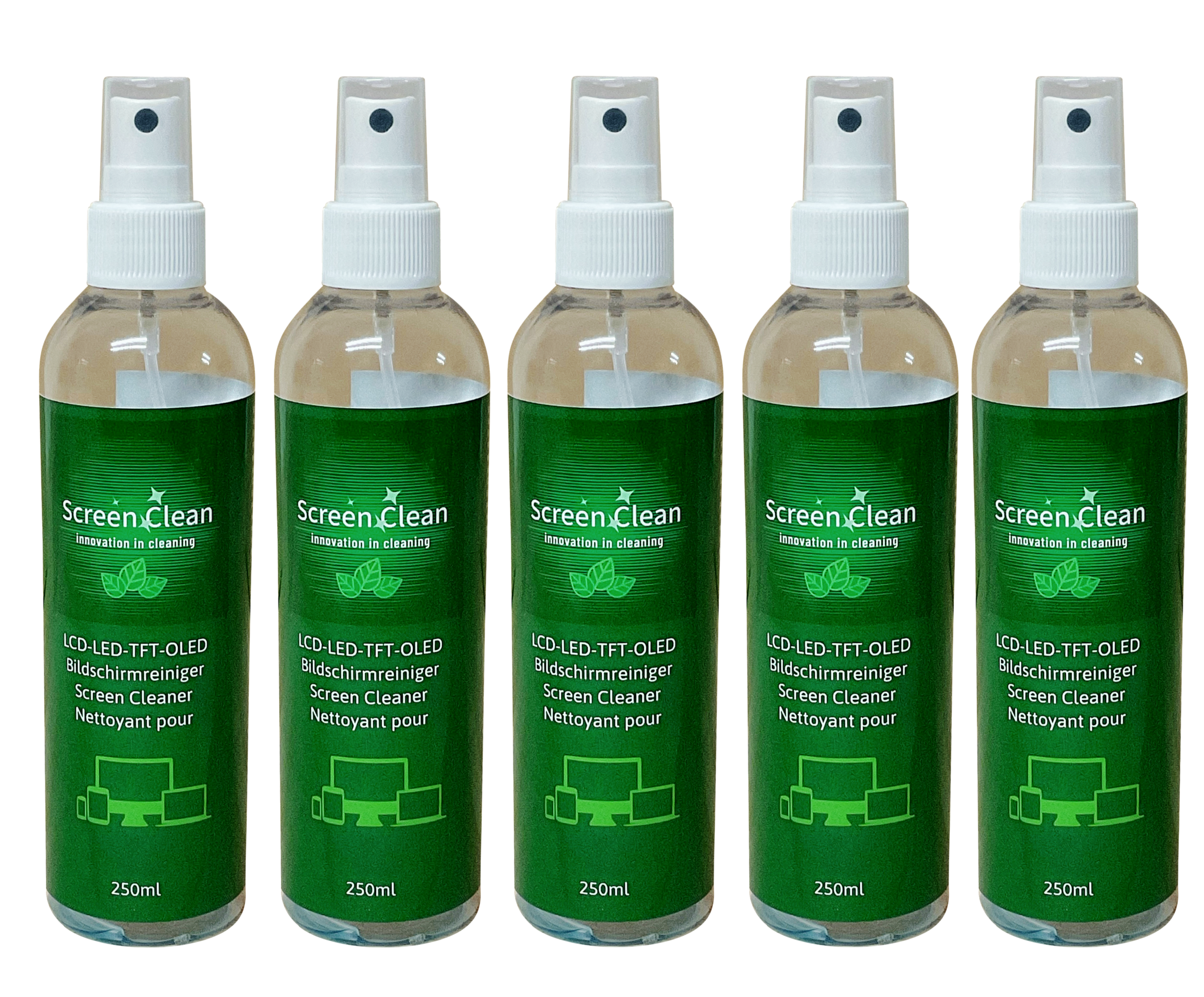 ScreenClean© - 5x 250ml Bildschirmreiniger 100% recycling r-Pet