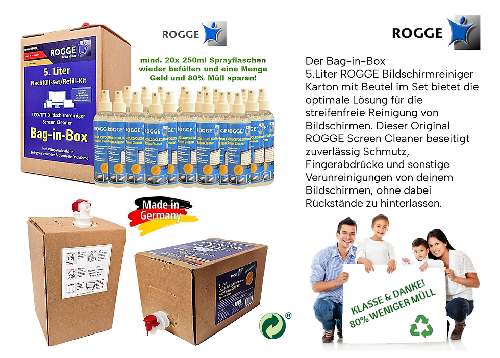 Miniaturbild: ROGGE Bag-in-Box 5 Liter Bildschirmreiniger MEGA Abfüll Set