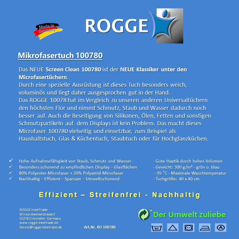 Miniaturbild: NEU ROGGE Display Microfasertuch blau 40x40cm