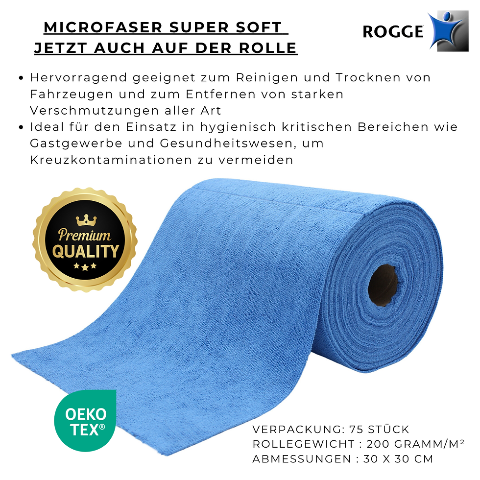 Miniaturbild: Mikrofaser Rolle 75x Tücher, 30 x 30 cm,  200 Gr/m², versch. Farben