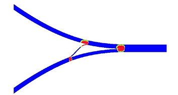 Multiple delaminations with cohesive interface elements