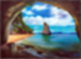 View from the cave. Original painting