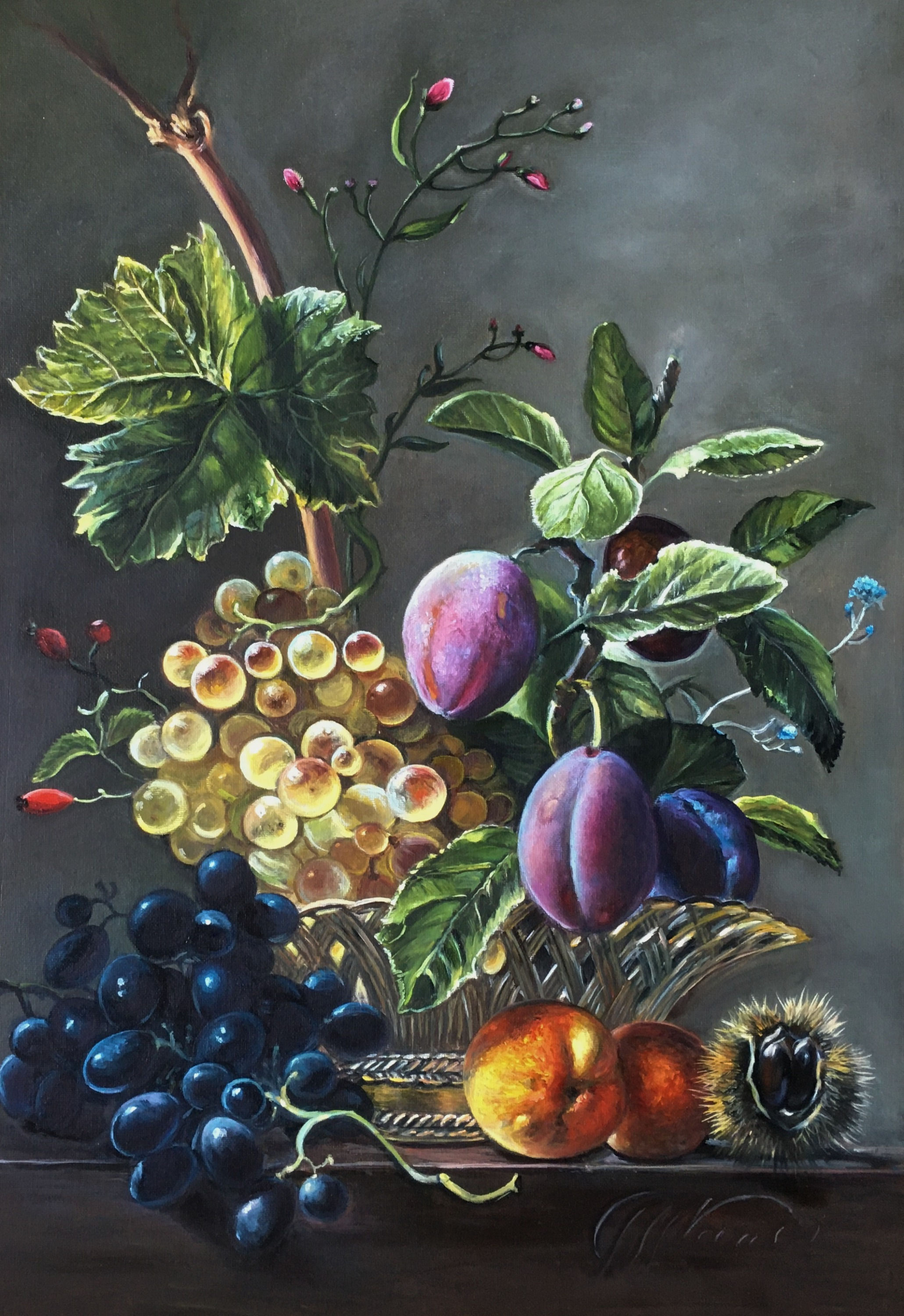 Still life with prunes. Original
