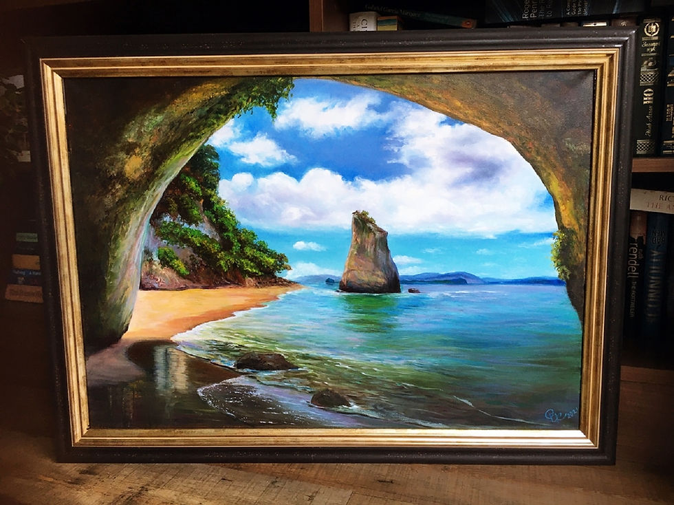 Thumbnail: View from the cave. Original painting. Framed