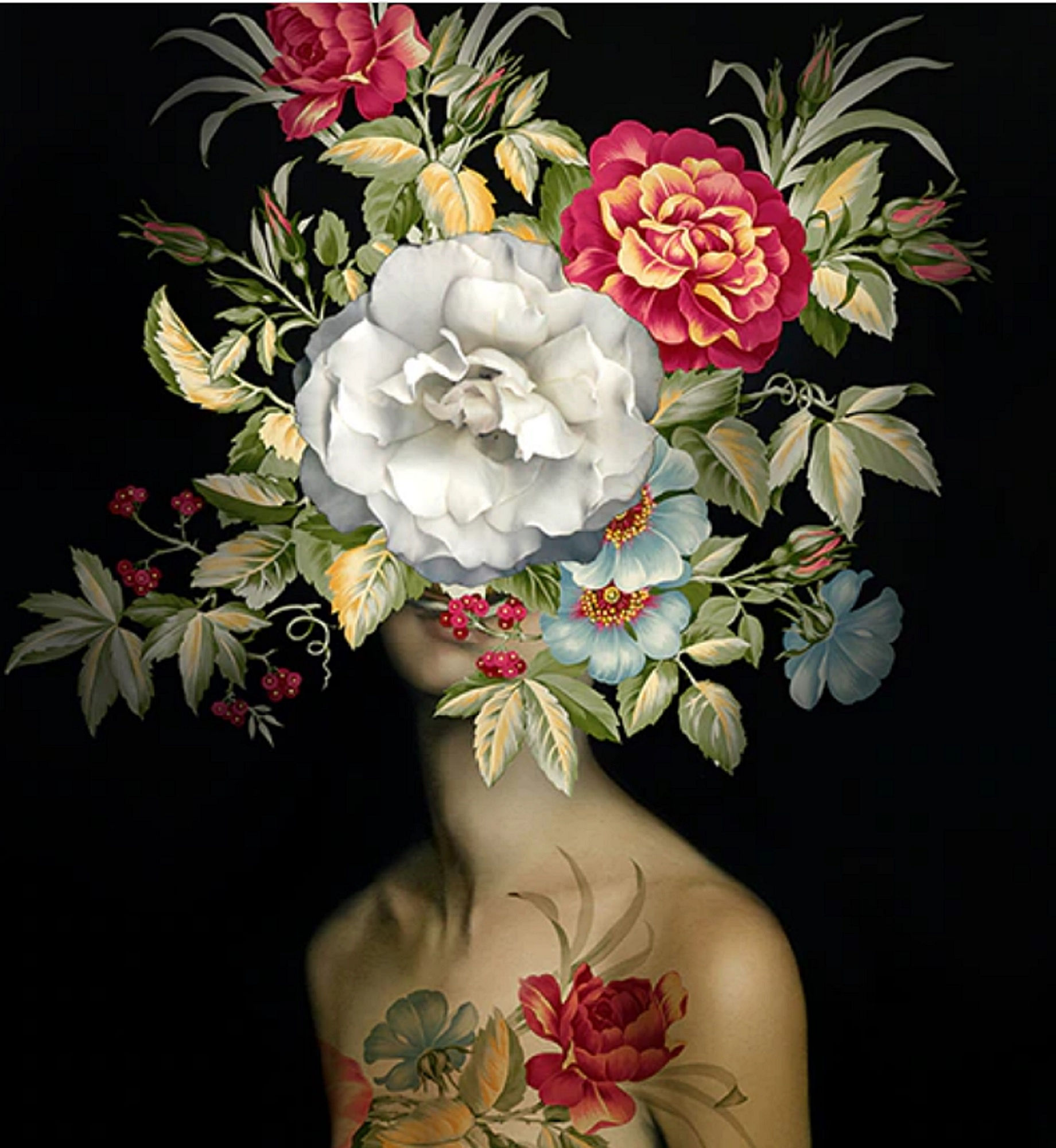 Nude Women With Flower Canvas print